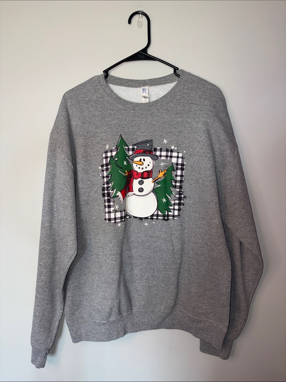 Jerzees Gray Snowman Holiday Crewneck Sweater Large